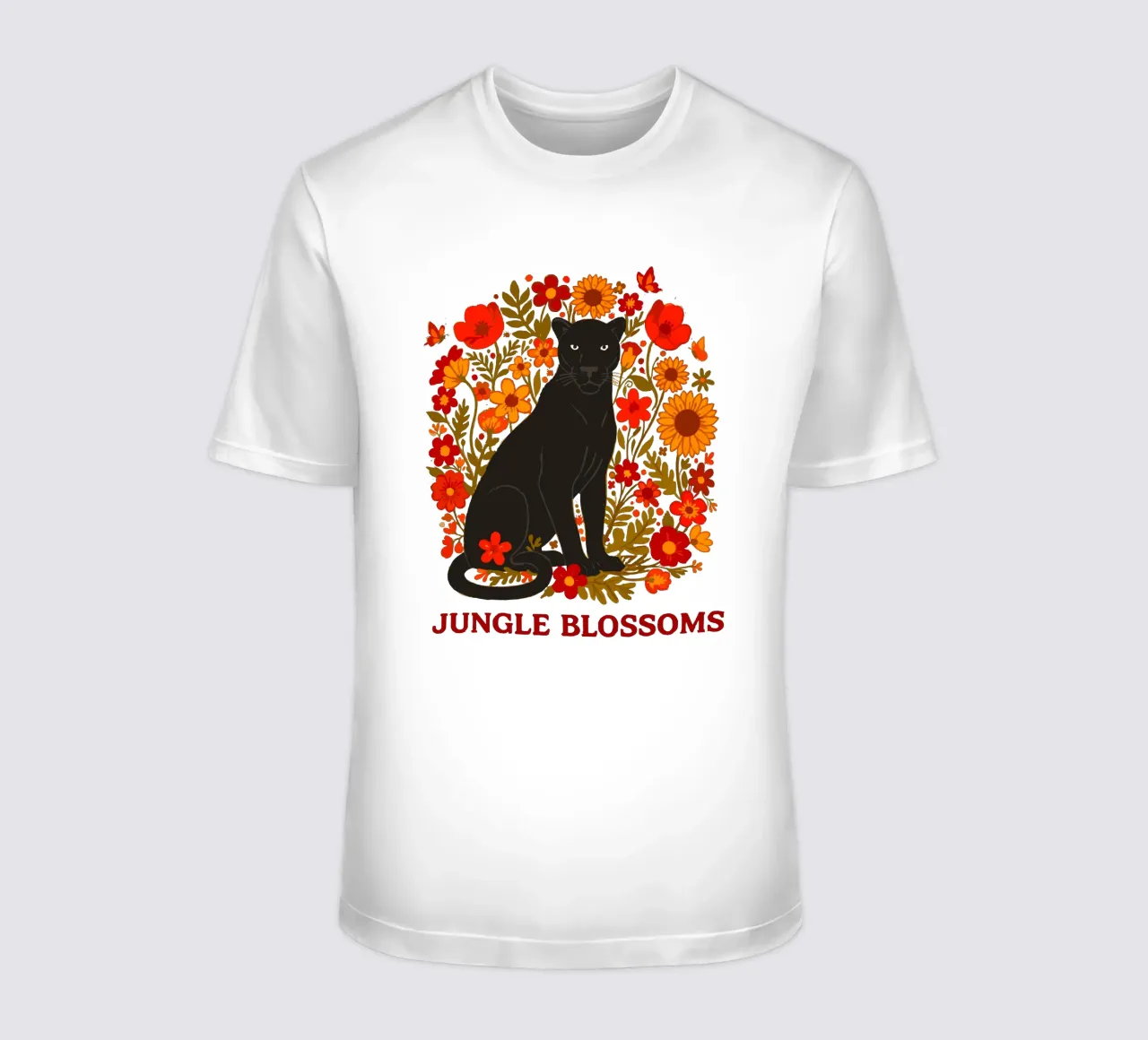 Pantera Nera e fiori botanici della giungla t-shirt da LM2KONE