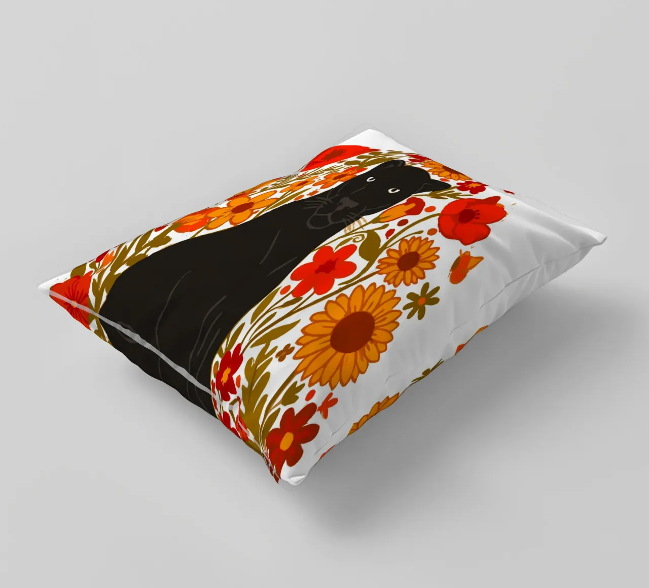Pantera Nera e fiori botanici della giungla cuscino da LM2KONE