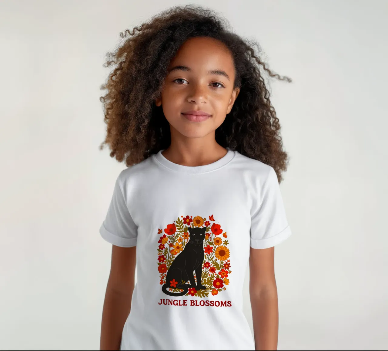 Pantera Nera e fiori botanici della giungla t-shirt bambini da LM2KONE