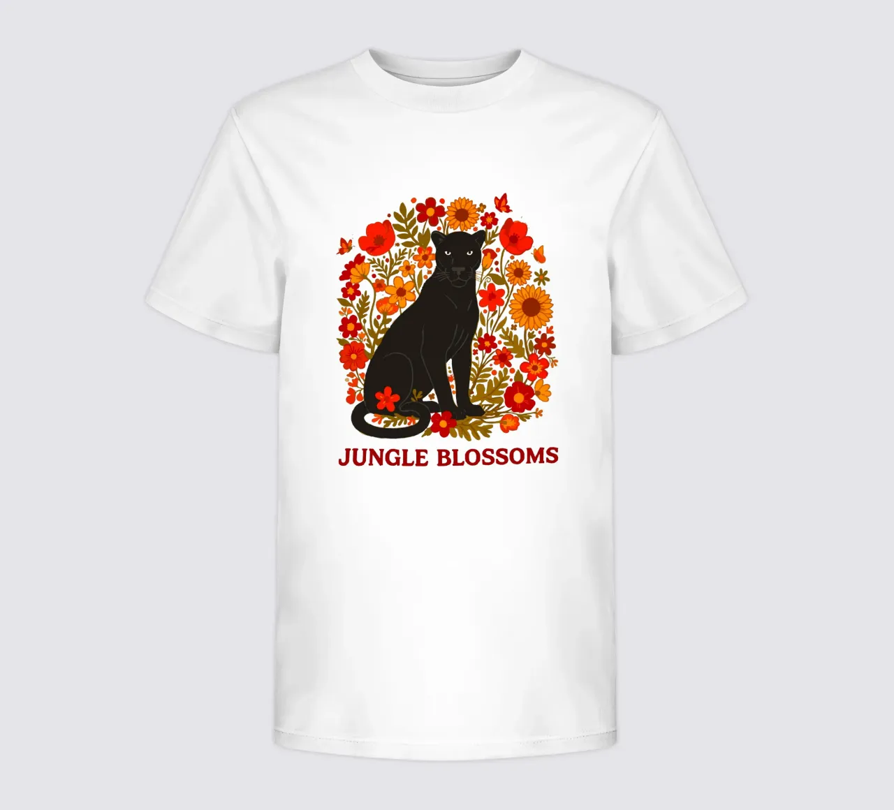 Pantera Nera e fiori botanici della giungla t-shirt bambini da LM2KONE