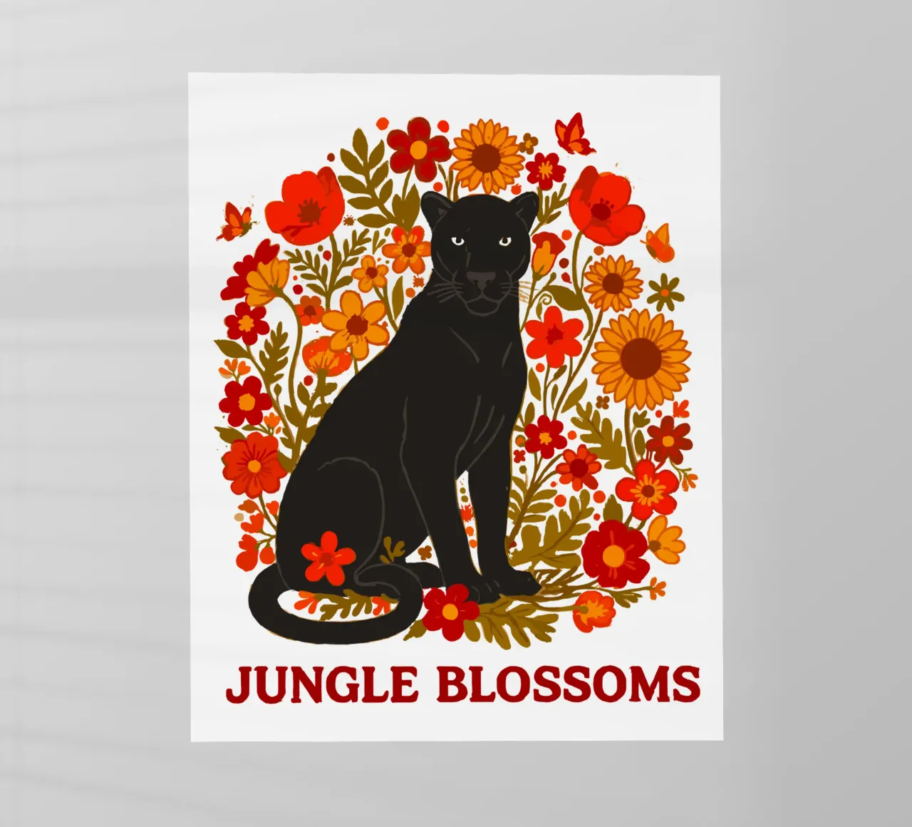 Pantera Nera e fiori botanici della giungla pellicola backlit da LM2Kone