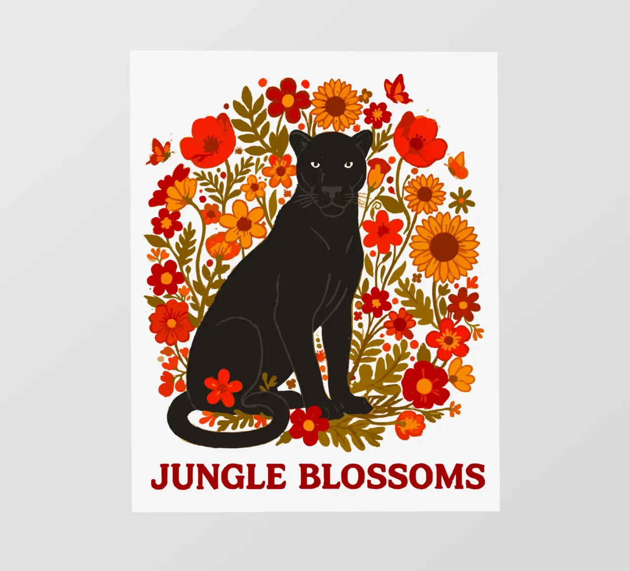 Pantera Nera e fiori botanici della giungla pellicola backlit da LM2Kone