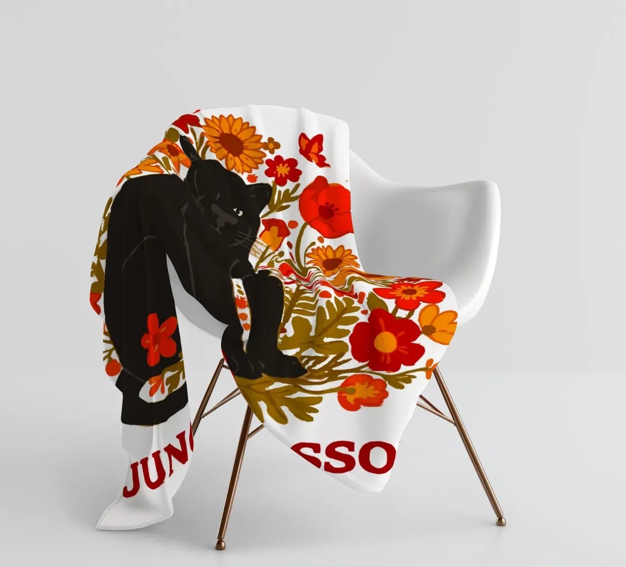 Pantera Nera e fiori botanici della giungla coperta in pile da LM2KONE