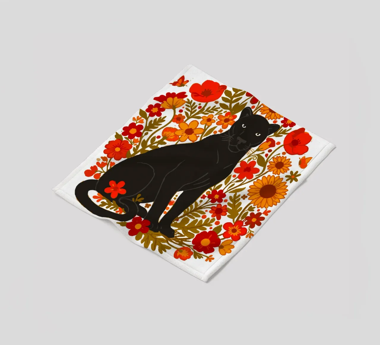 Pantera Nera e fiori botanici della giungla coperta in pile da LM2KONE
