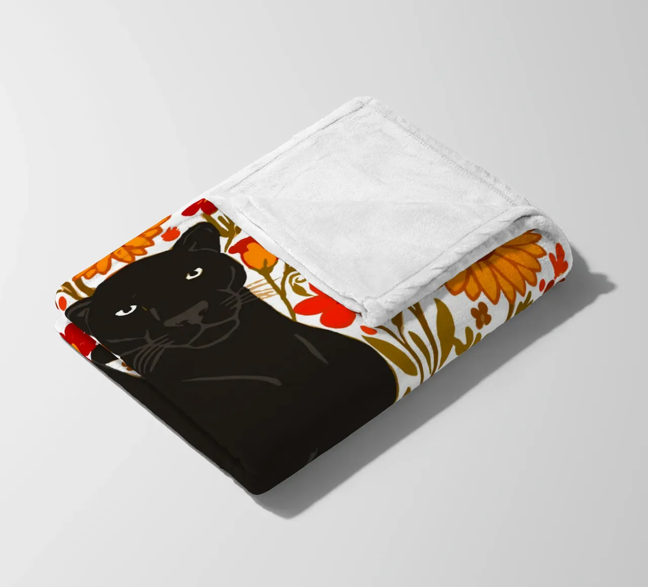 Pantera Nera e fiori botanici della giungla coperta in pile da LM2KONE