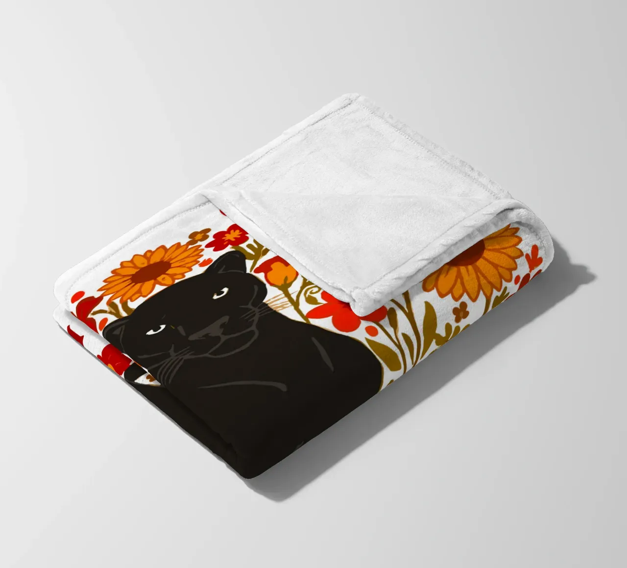 Pantera Nera e fiori botanici della giungla coperta in pile da LM2KONE