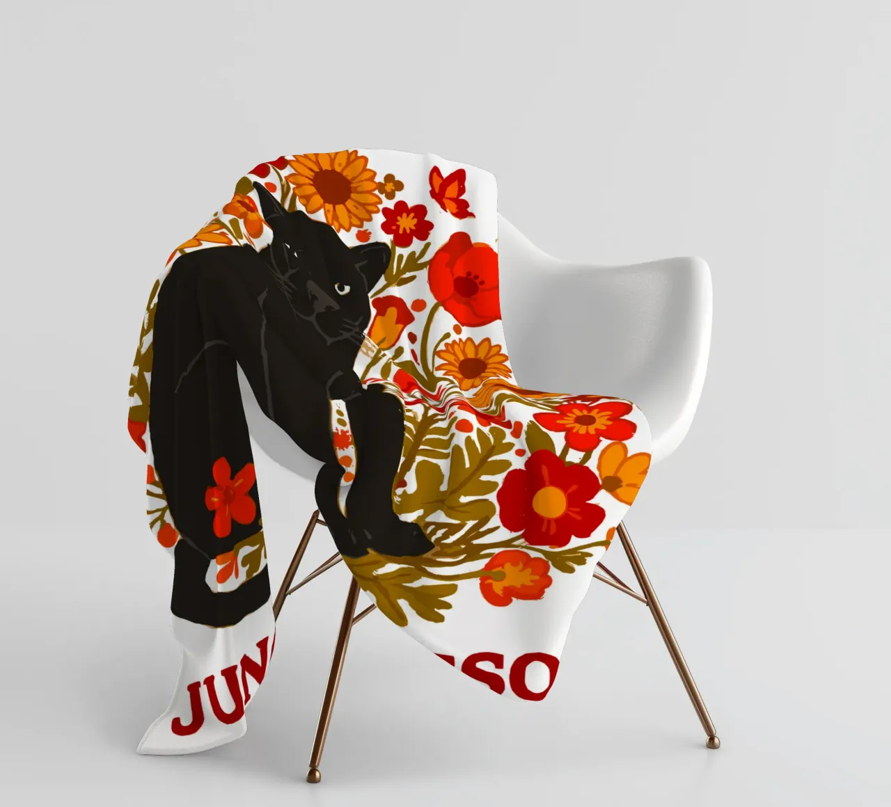 Pantera Nera e fiori botanici della giungla coperta in pile da LM2KONE