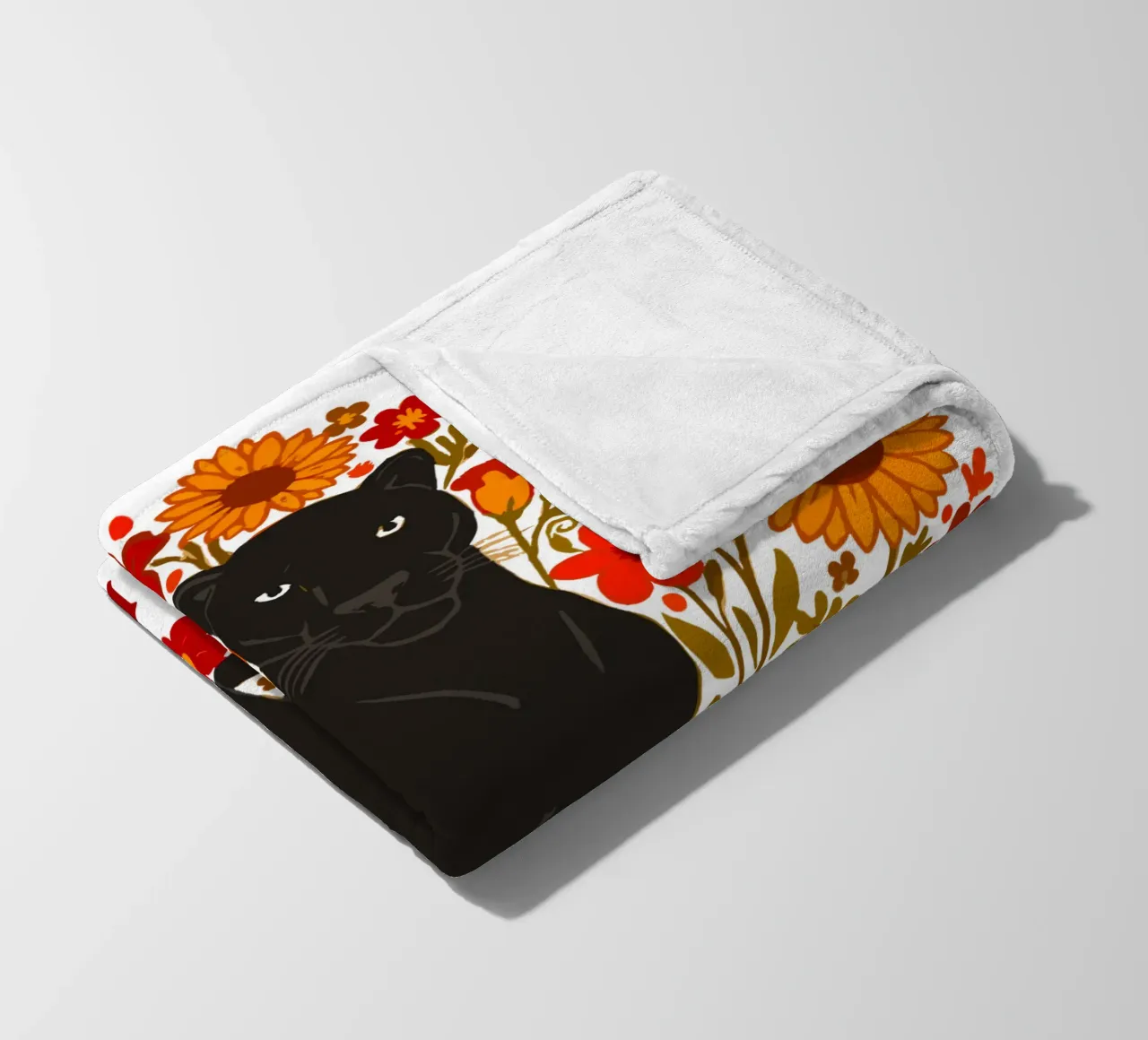 Pantera Nera e fiori botanici della giungla coperta in pile da LM2KONE