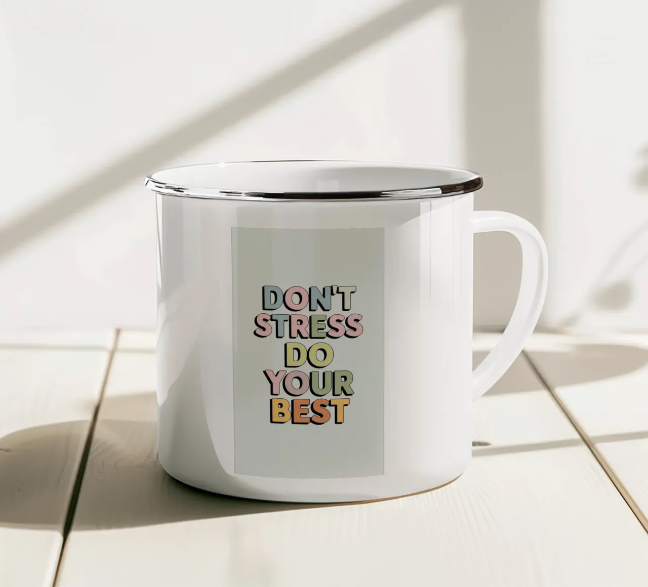 non stressatevi, fate del vostro meglio tazza in smalto da SOLKIN STORE