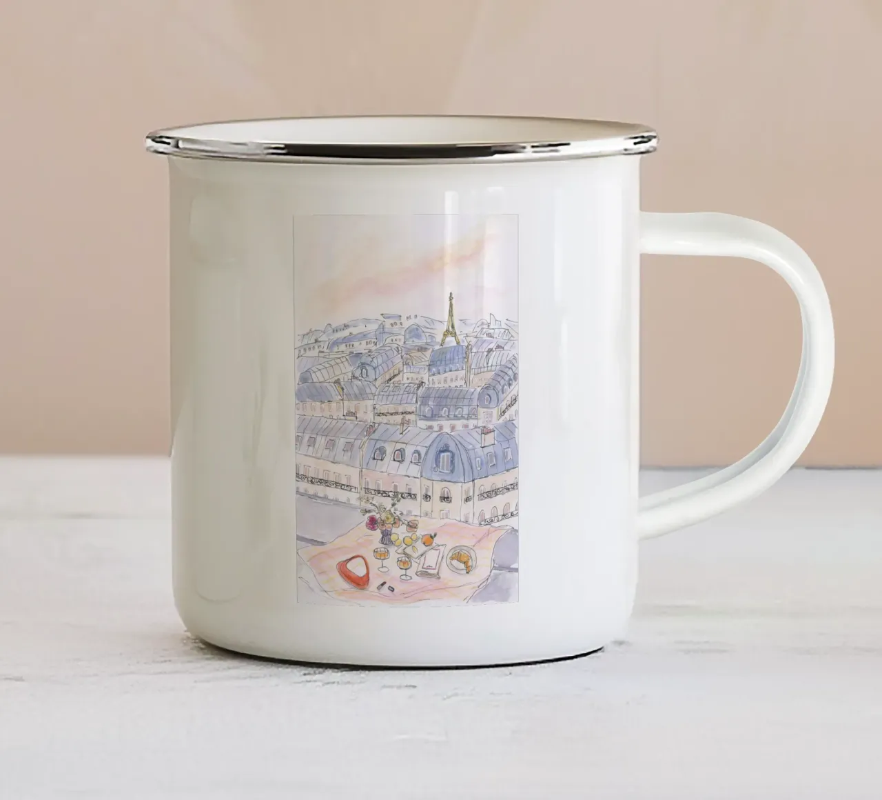 Tetto parigino tazza in smalto da Katharina Puritscher