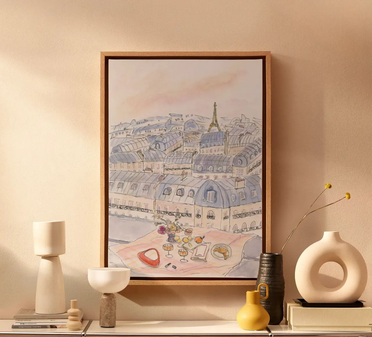 Parisian Rooftop canvas met Baklijst van Katharina Puritscher