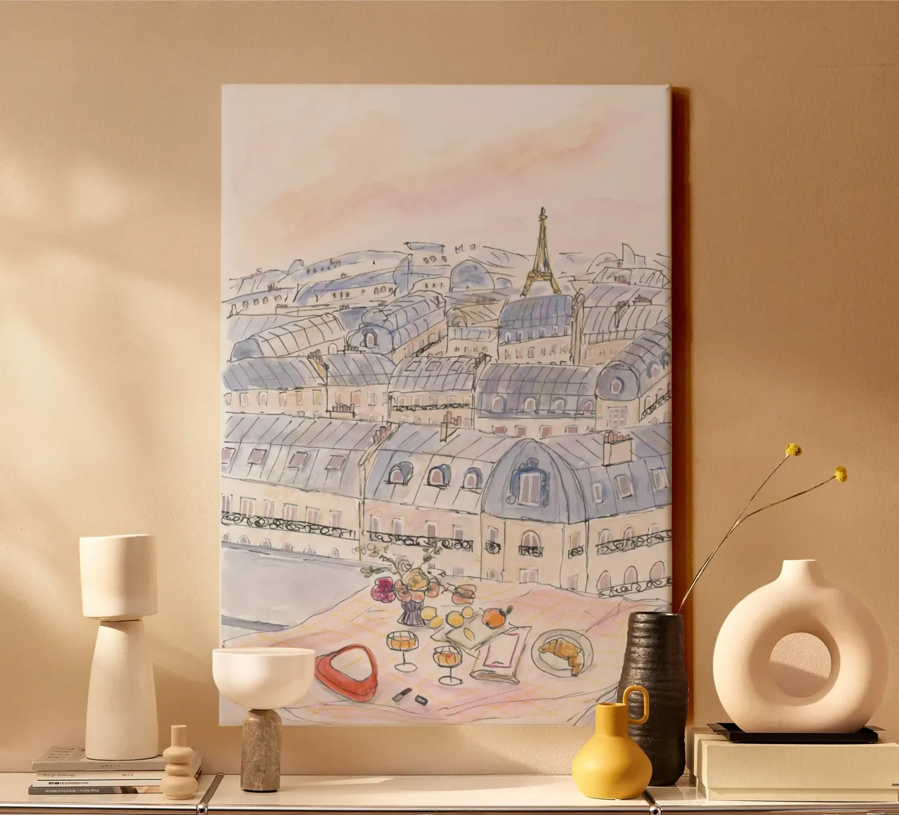 Parisian Rooftop canvas met Baklijst van Katharina Puritscher