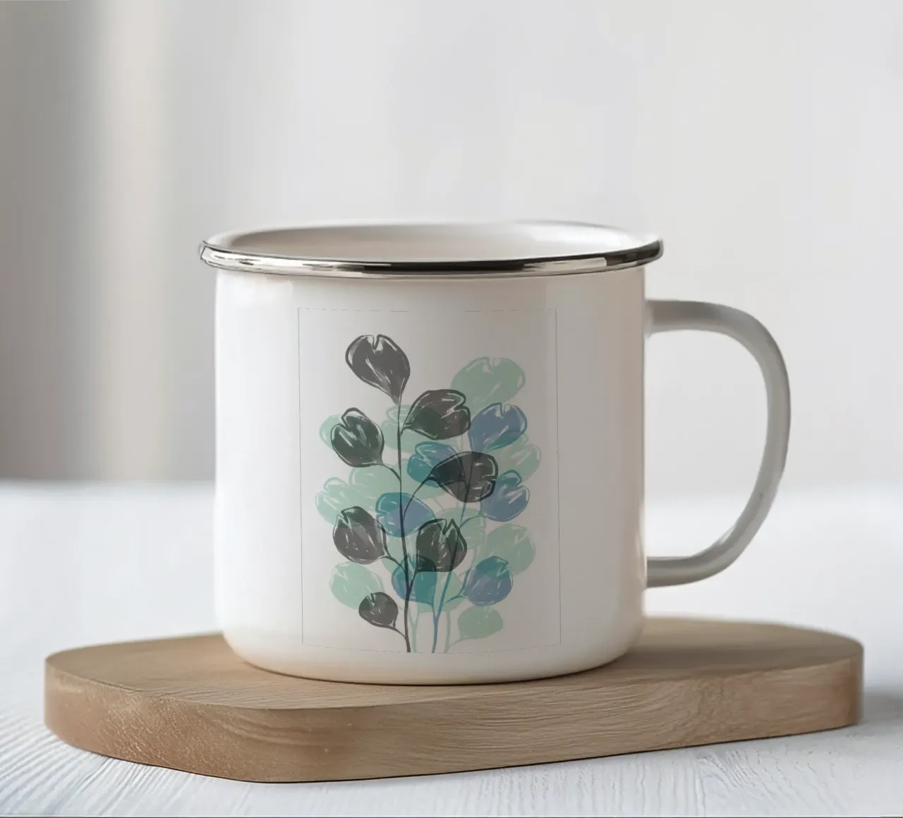 Ramo blu acquerellato tazza in smalto da ORION