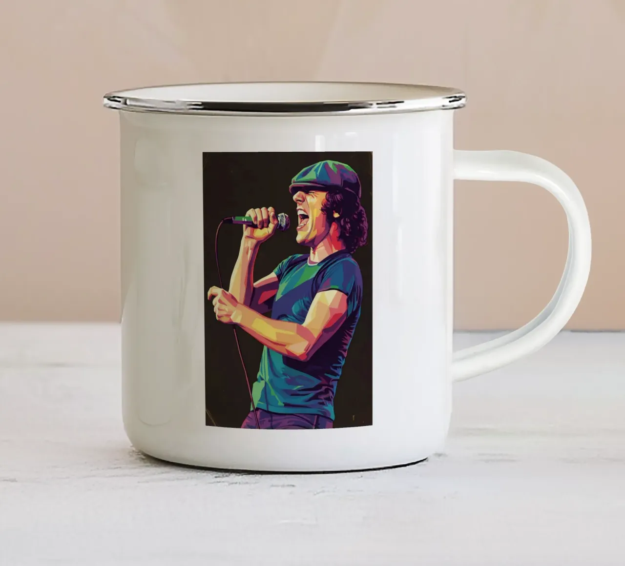 Brian Johnson ACDC tazza in smalto da Hantamrata