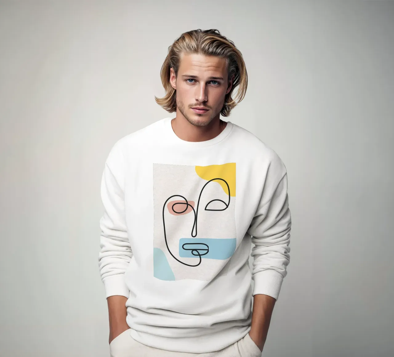 Cara abstracta Line Art sudadera de apple crumble