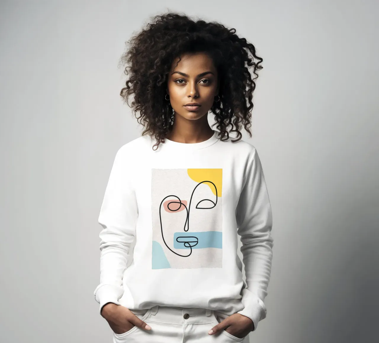 Cara abstracta Line Art sudadera de apple crumble
