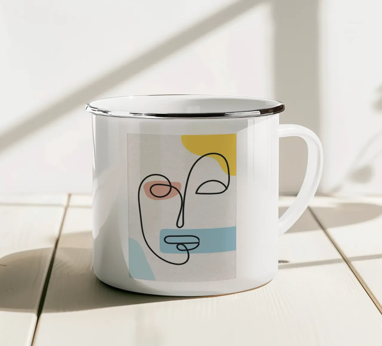 Linea d'arte astratta del volto tazza in smalto da apple crumble