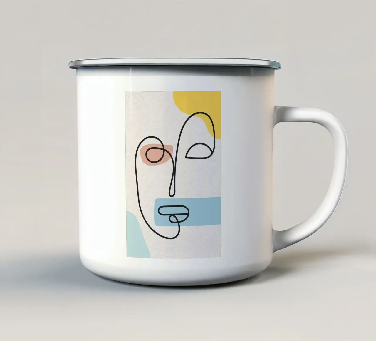 Linea d'arte astratta del volto tazza in smalto da apple crumble