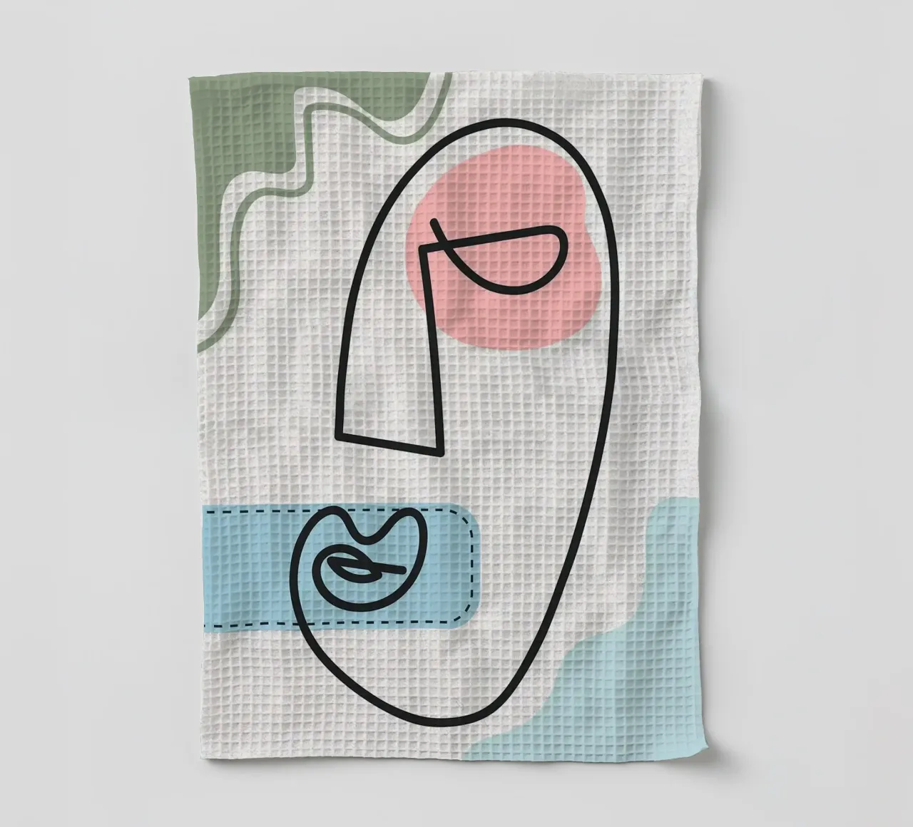 Dessin au trait de visage abstrait torchon de apple crumble