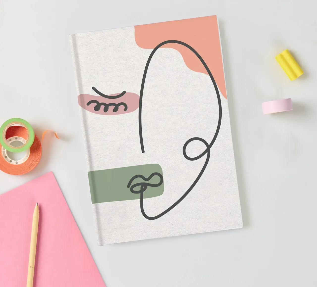 Abstract Face Line Art notebook by apple crumble