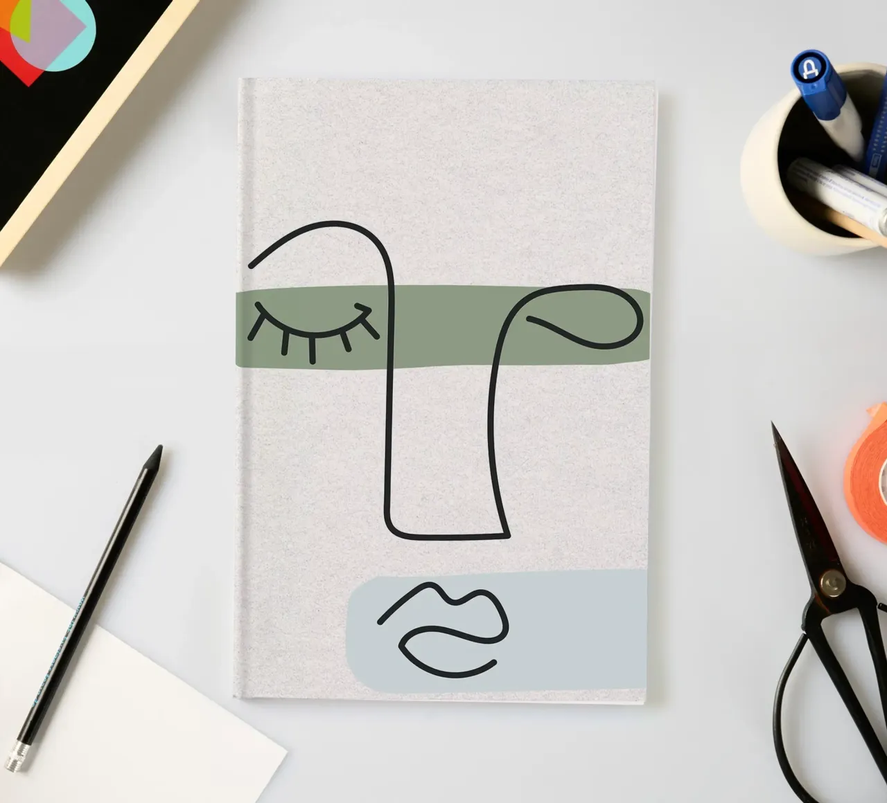 Abstract Face Line Art notebook by apple crumble