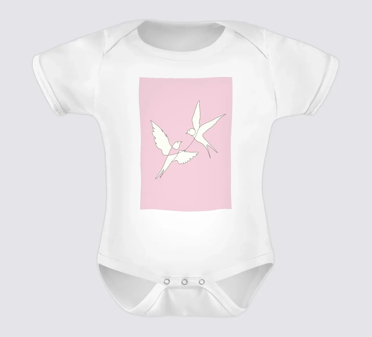 Two Swallows Line Art body neonato maniche corte da Nadjaa