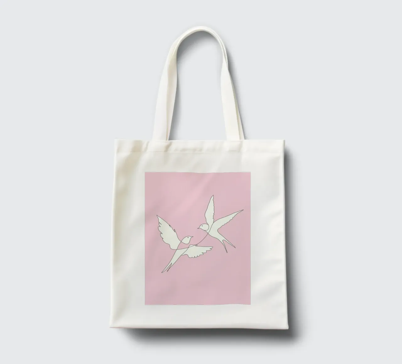 Two Swallows Line Art borsa in juta da Nadjaa