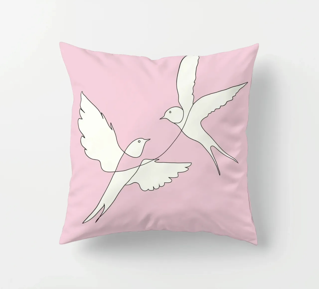 Two Swallows Line Art cuscino da Nadjaa