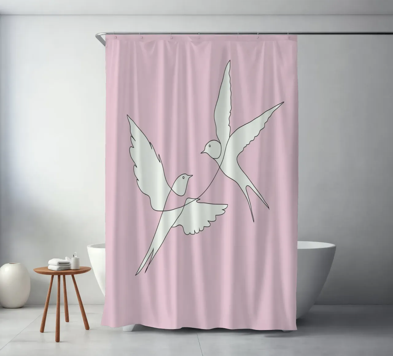 Two Swallows Line Art tenda da doccia da Nadjaa