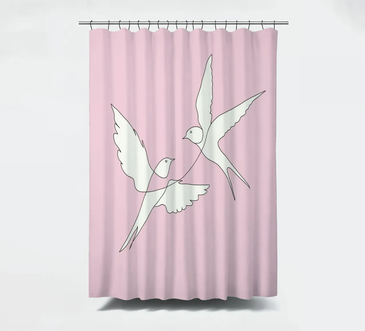 Two Swallows Line Art tenda da doccia da Nadjaa