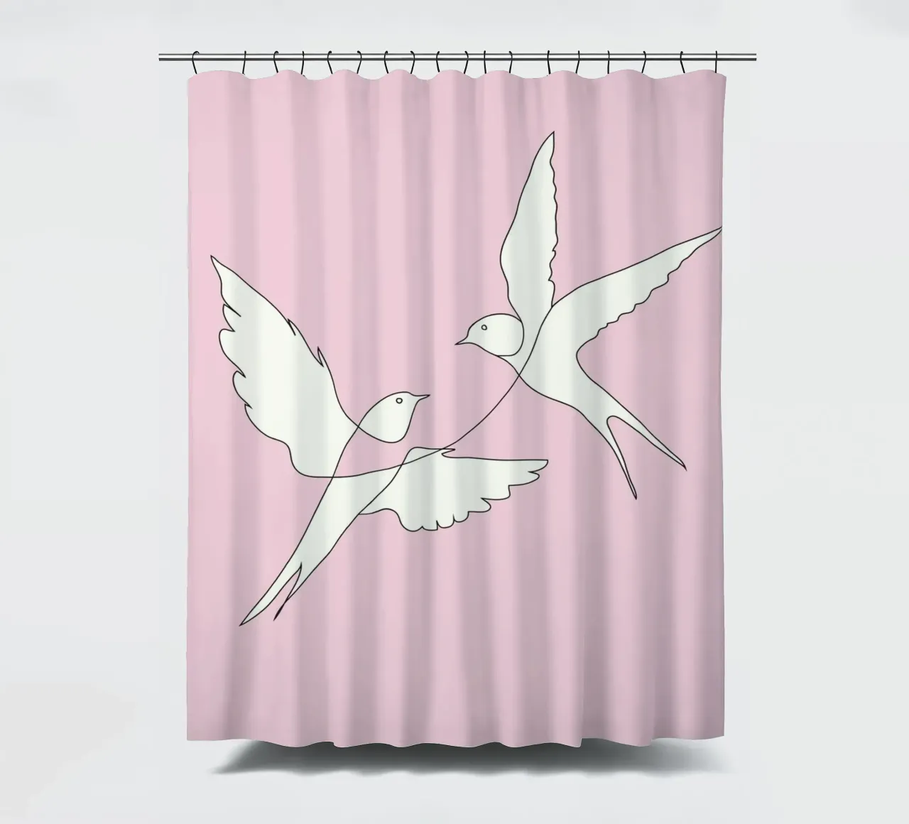 Two Swallows Line Art tenda da doccia da Nadjaa