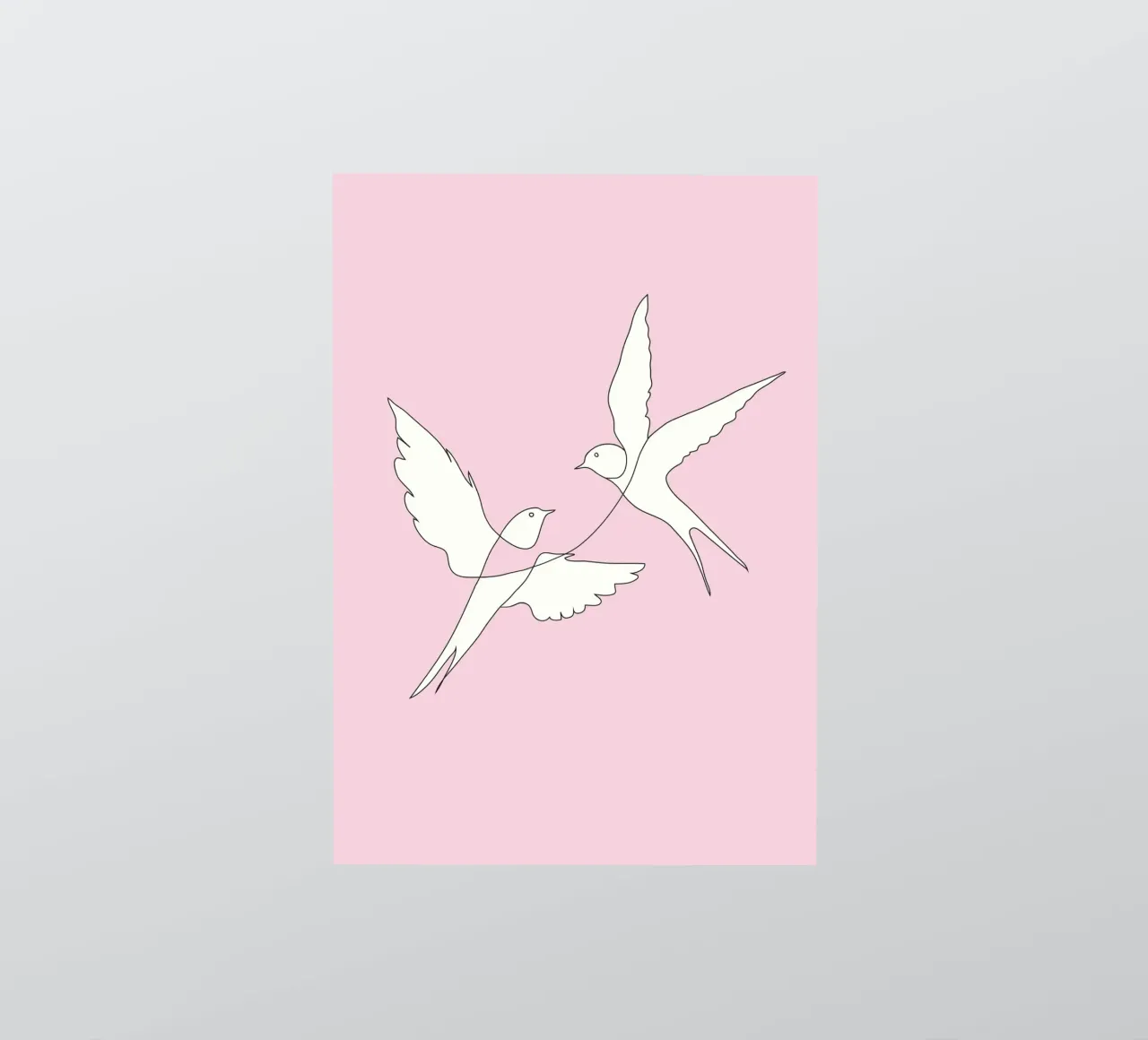 Two Swallows Line Art adesivo da Nadjaa