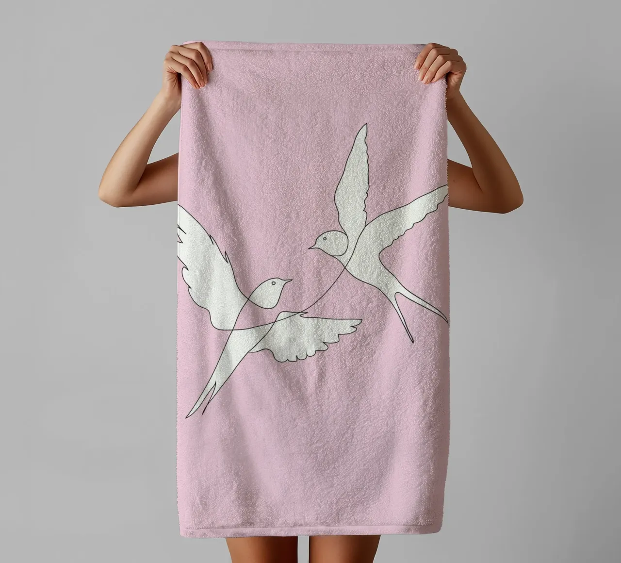 Two Swallows Line Art asciugamano da bagno da Nadjaa