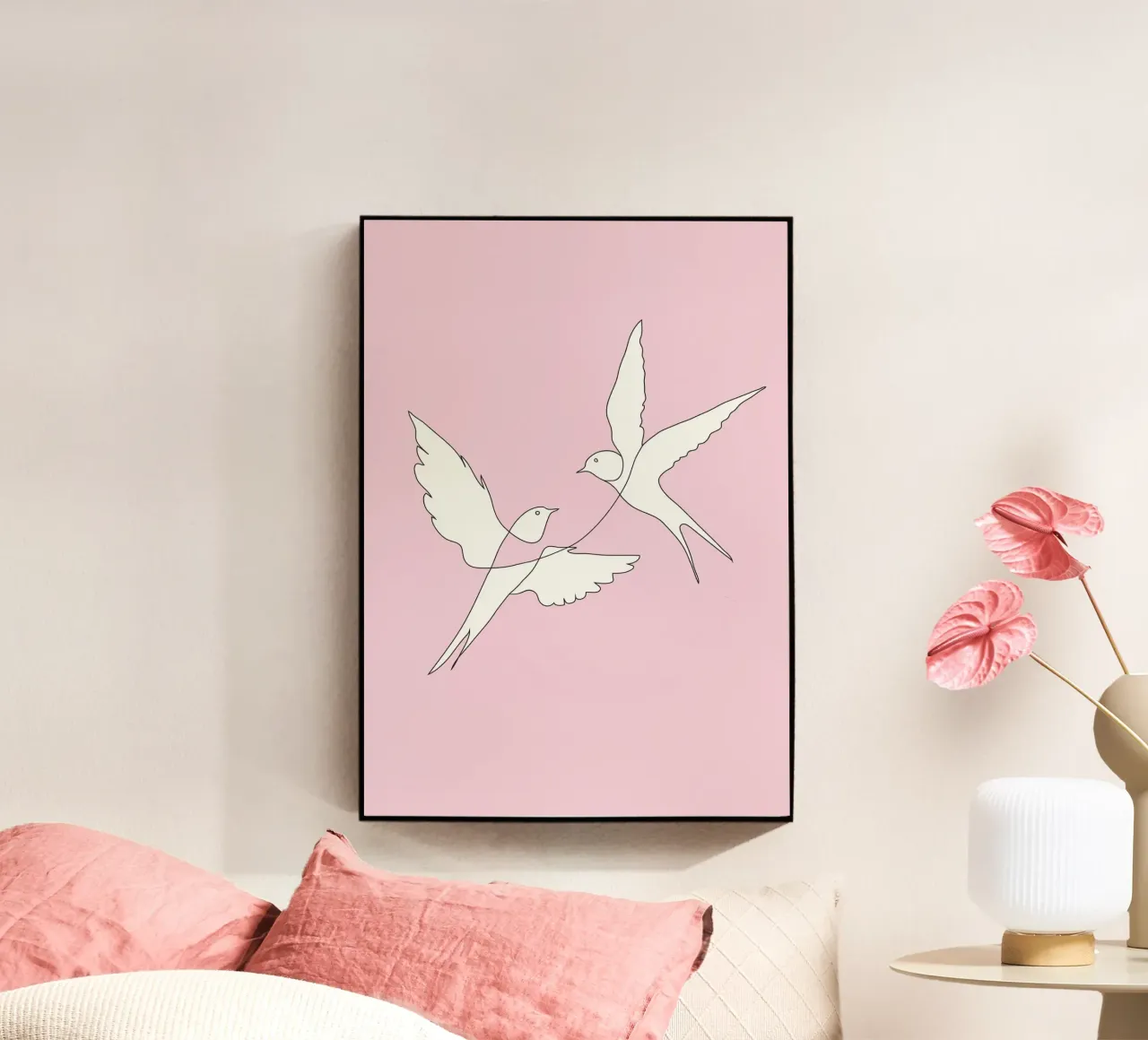 Two Swallows Line Art plexiglass da Nadjaa