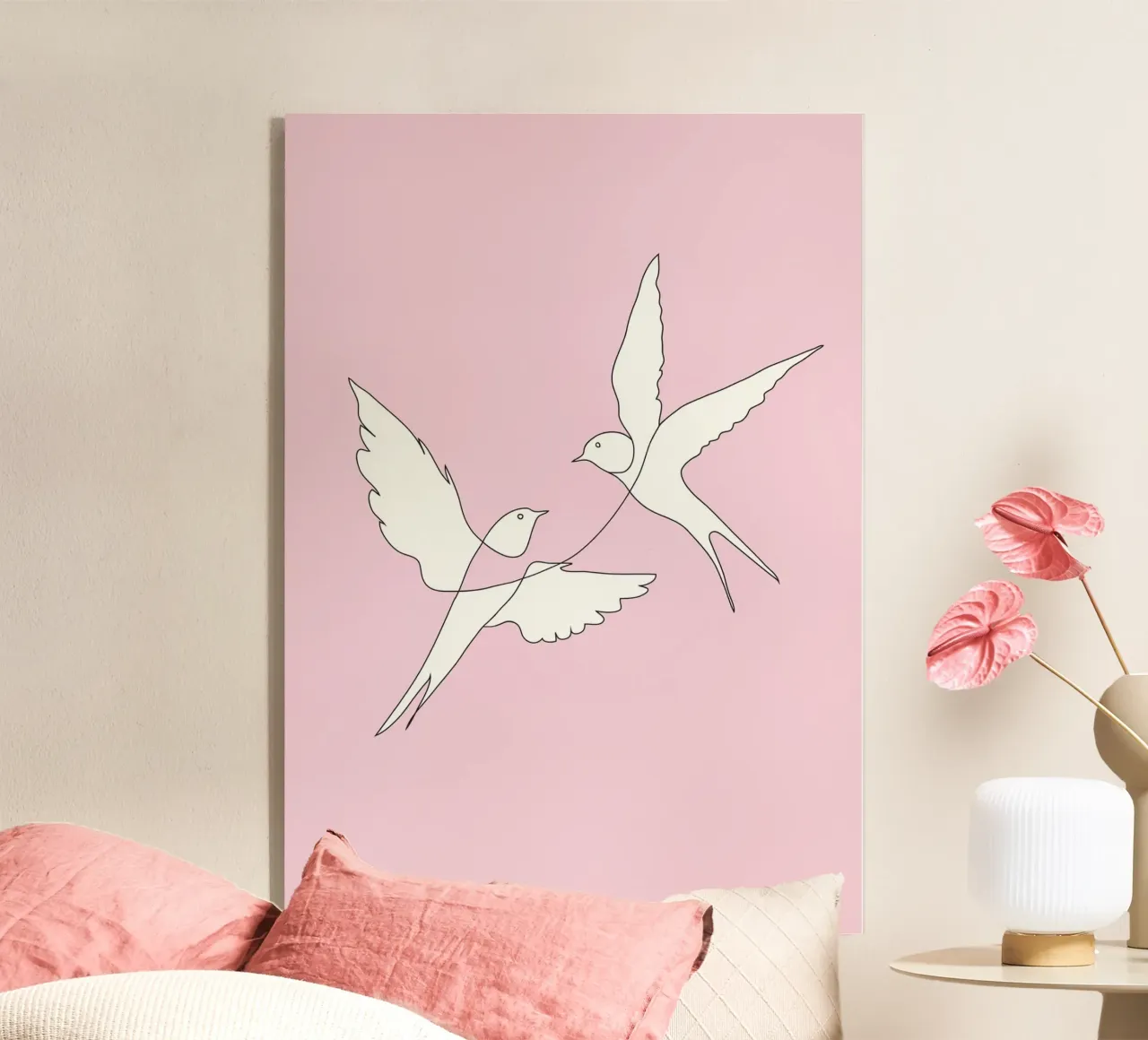 Two Swallows Line Art plexiglass da Nadjaa