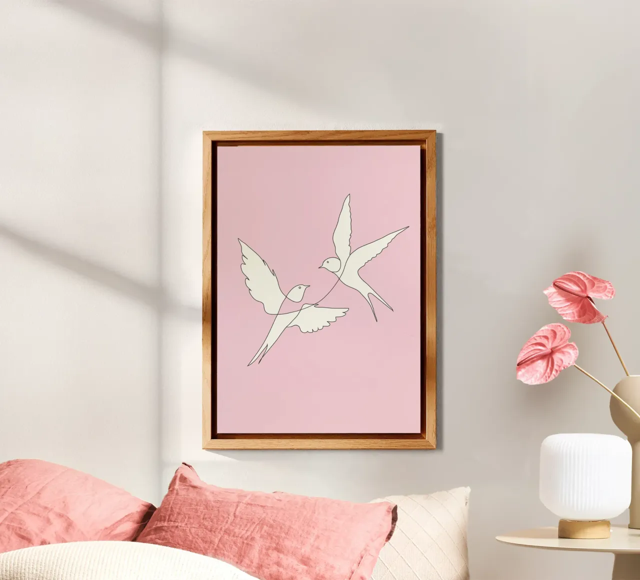 Two Swallows Line Art pannello forex da Nadjaa