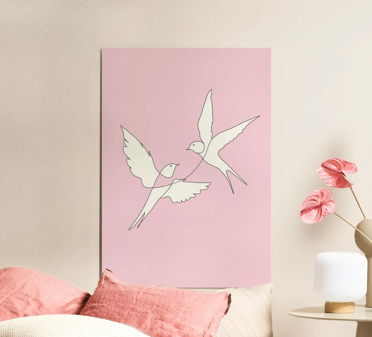 Two Swallows Line Art pannello forex da Nadjaa