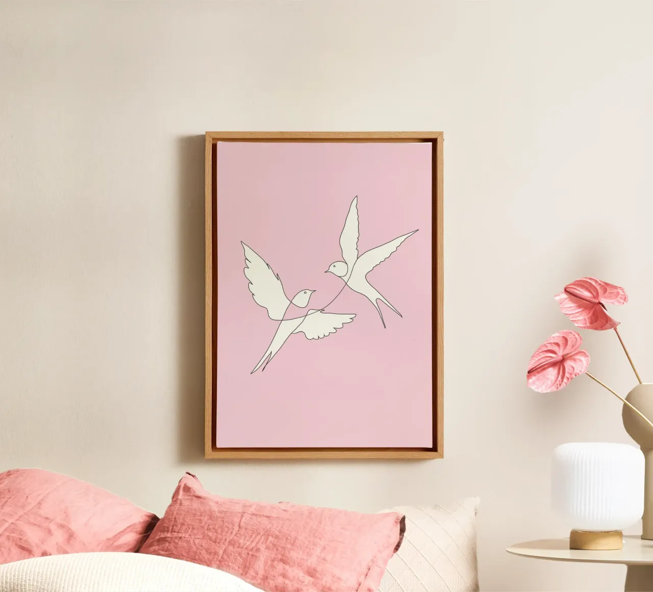 Two Swallows Line Art tela da Nadjaa