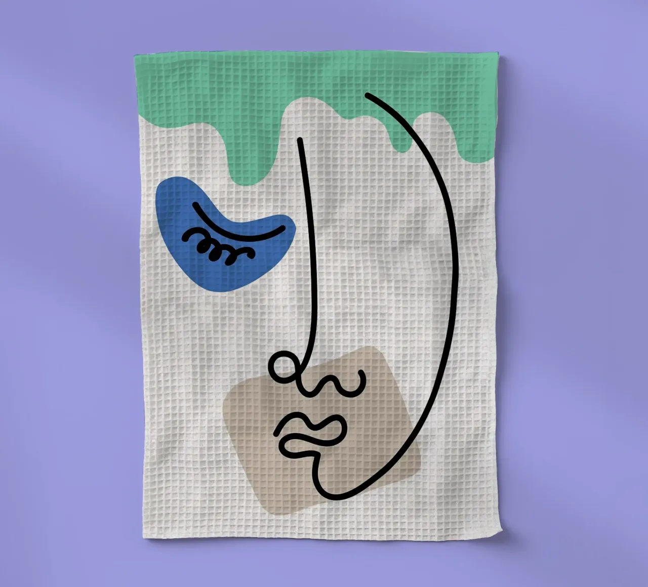 Dessin au trait de visage abstrait torchon de apple crumble
