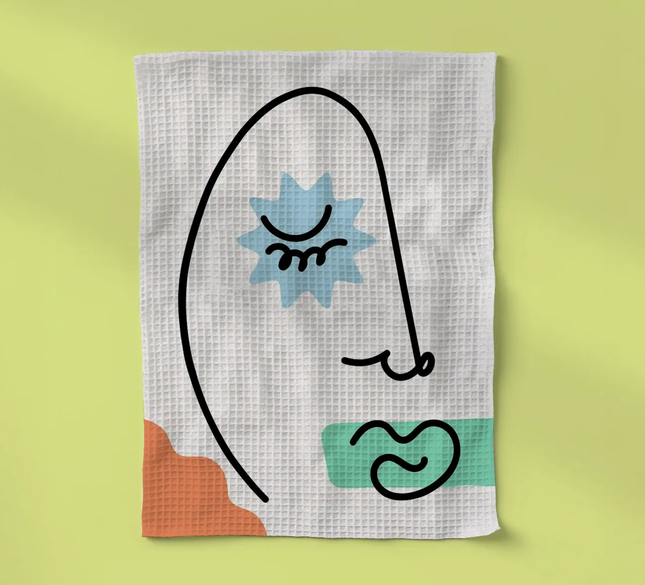 Dessin au trait de visage abstrait torchon de apple crumble