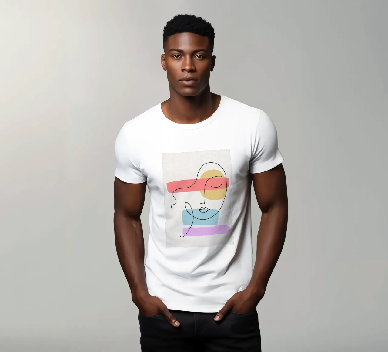 Line art astratte di volti con forme t-shirt da apple crumble