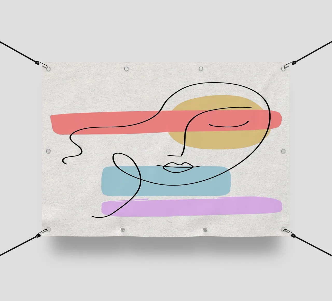 Line art astratte di volti con forme telo in pvc da apple crumble