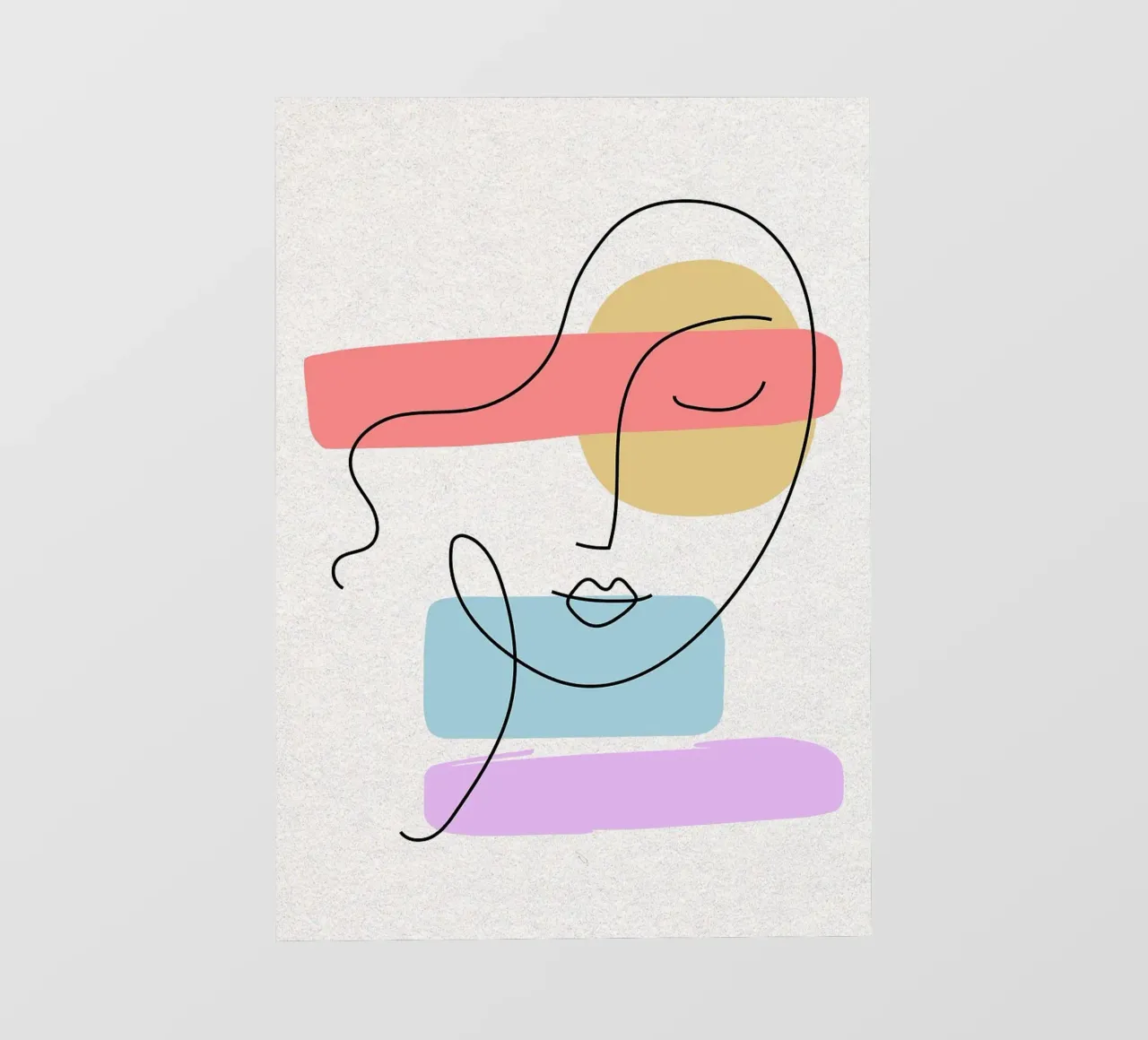 Line art astratte di volti con forme telo in pvc da apple crumble