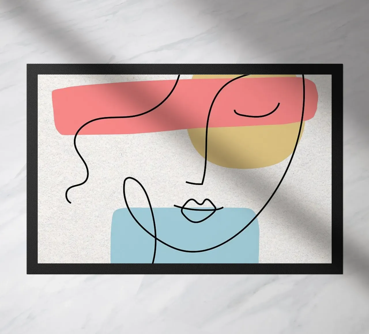 Line art astratte di volti con forme zerbino da apple crumble