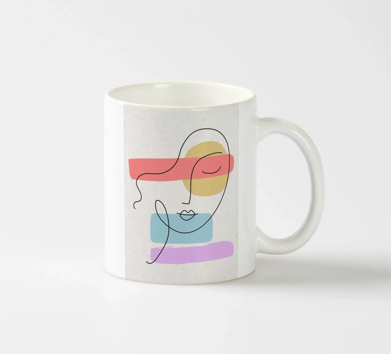 Line art astratte di volti con forme tazza in ceramica da apple crumble