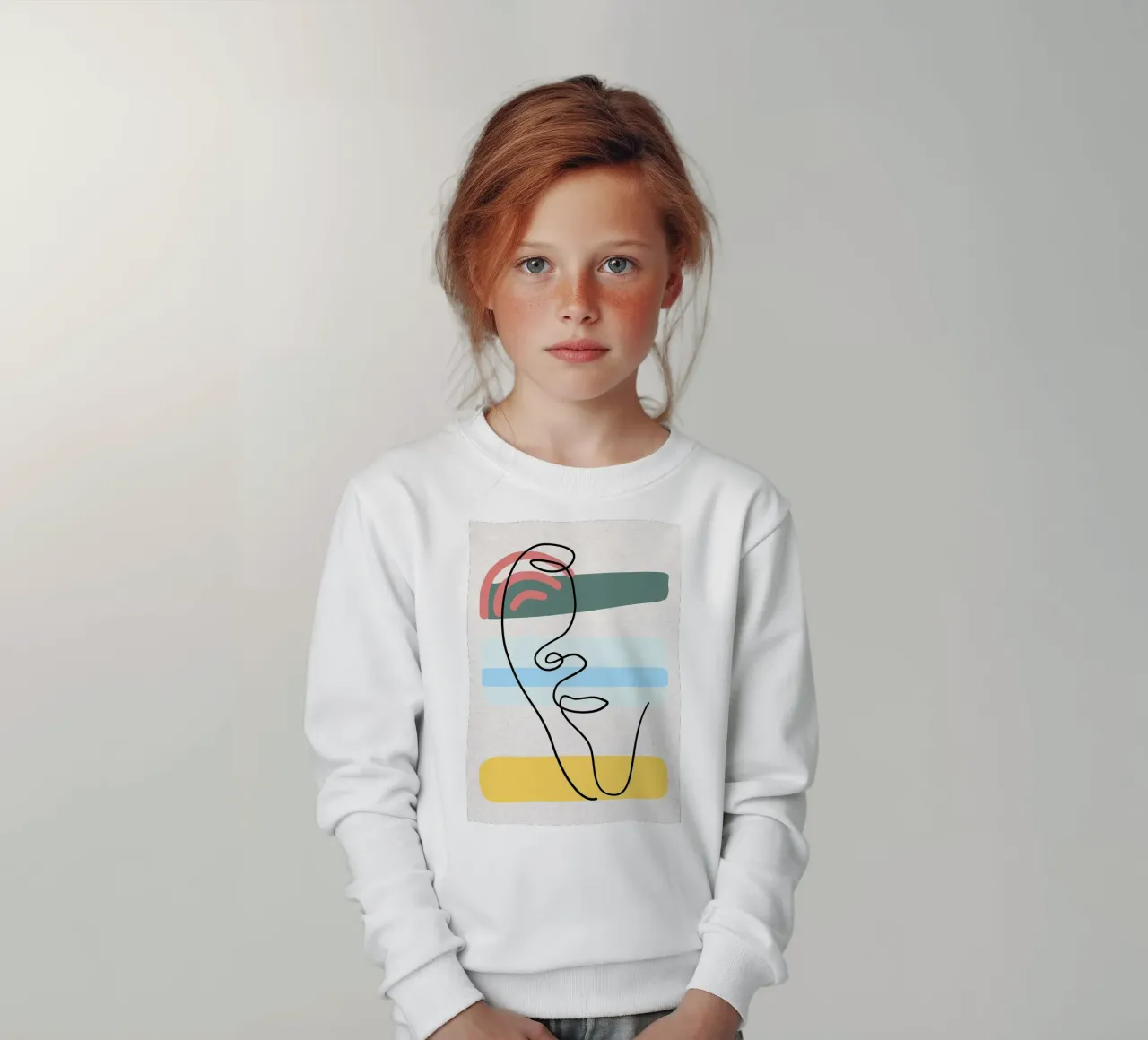 Line art astratte di volti con colori felpa bambino da apple crumble