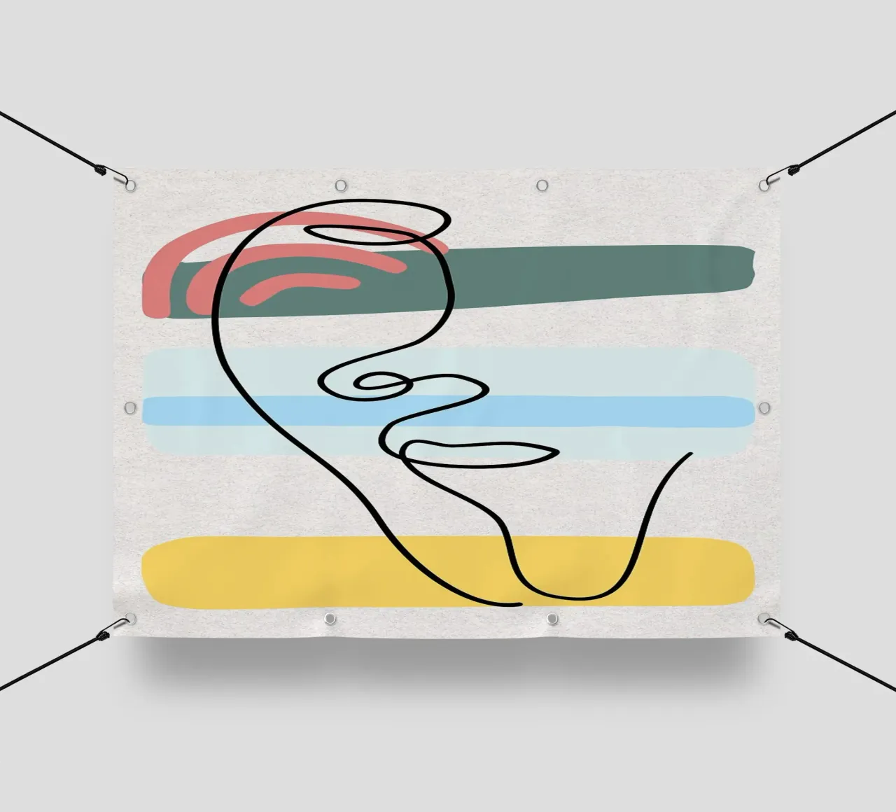 Line art astratte di volti con colori telo in pvc da apple crumble
