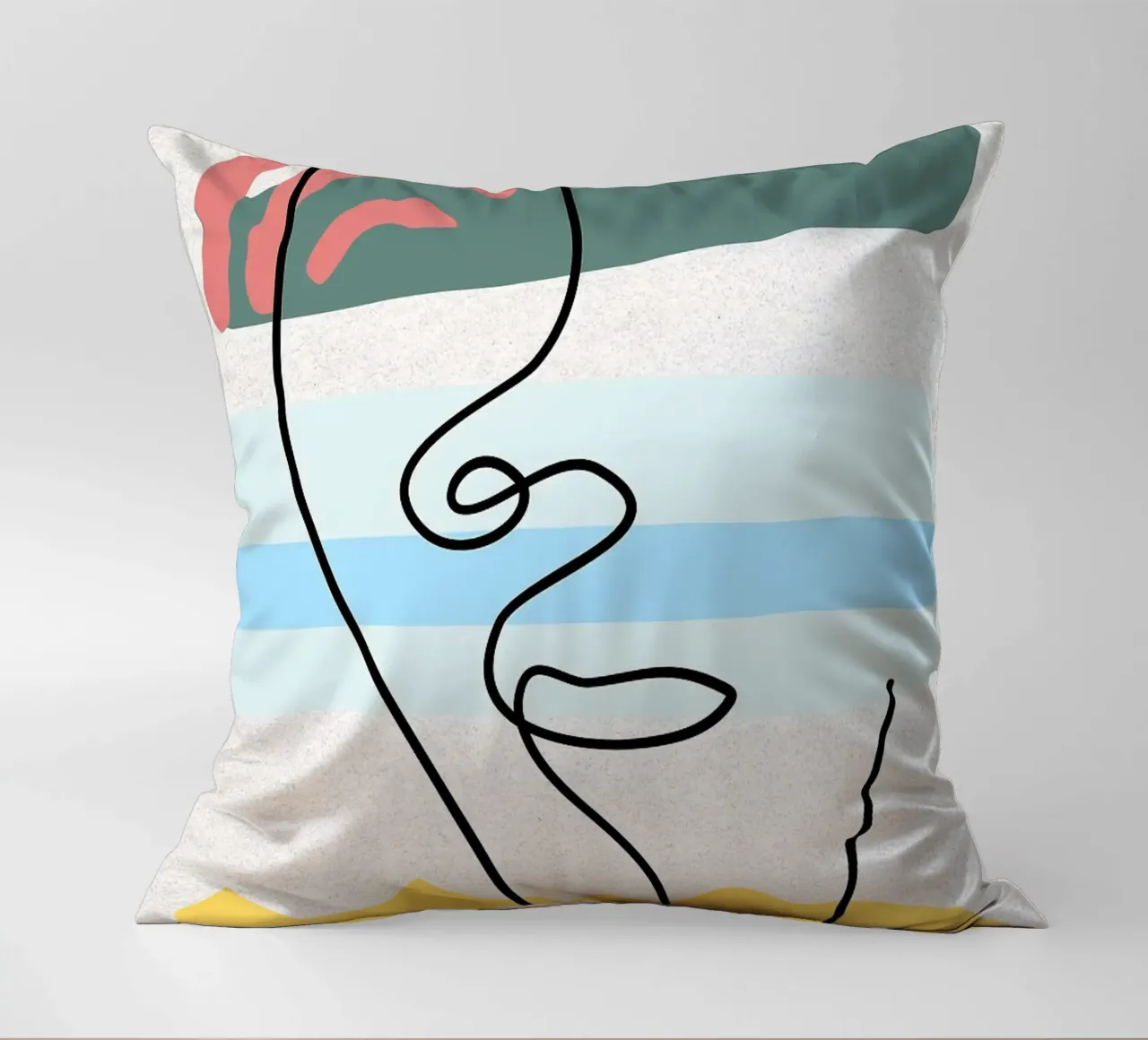 Line art astratte di volti con colori cuscino da apple crumble