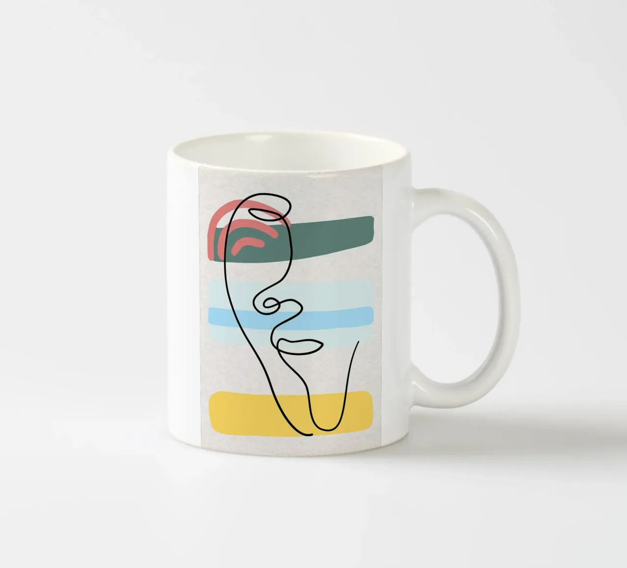 Line art astratte di volti con colori tazza in ceramica da apple crumble