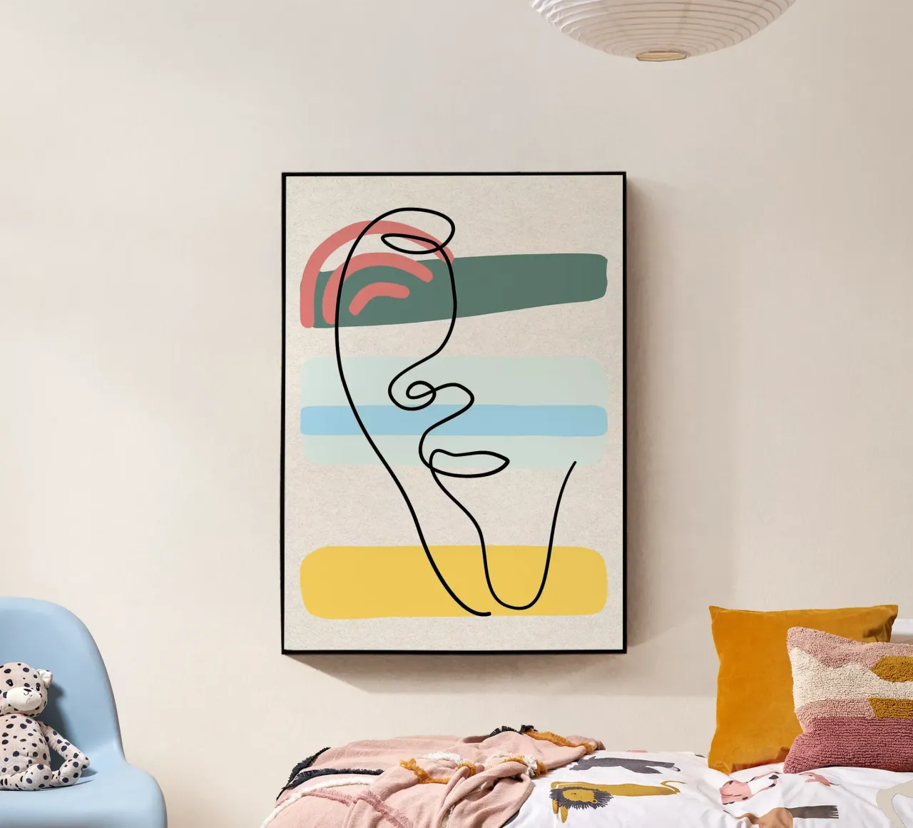 Line art astratte di volti con colori plexiglass da apple crumble